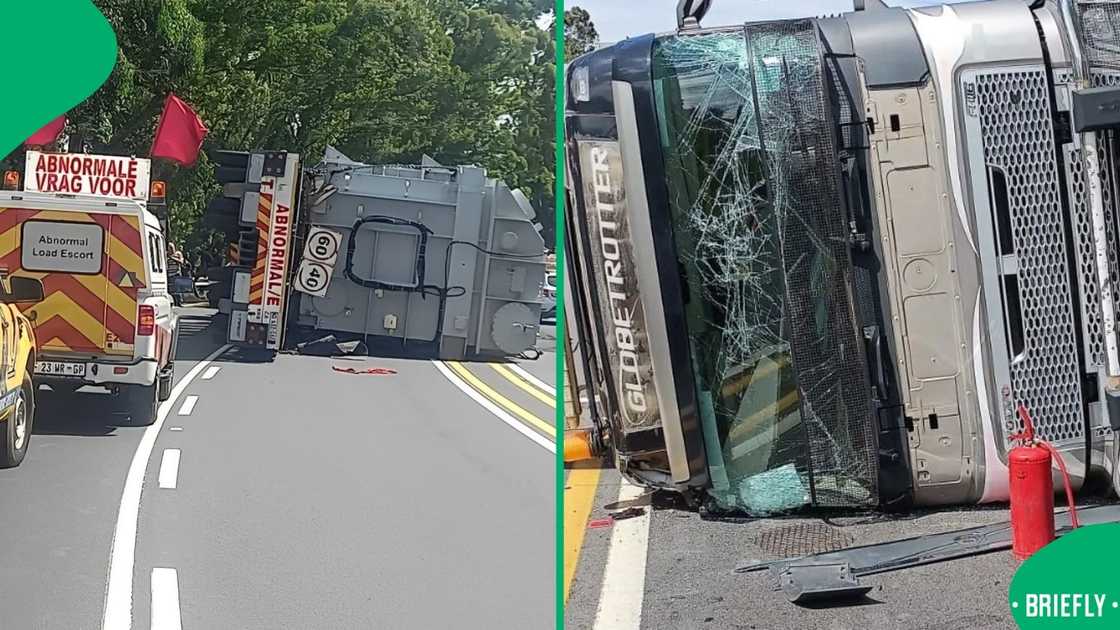 An abnormal load truck overturned on the N3 northbound.