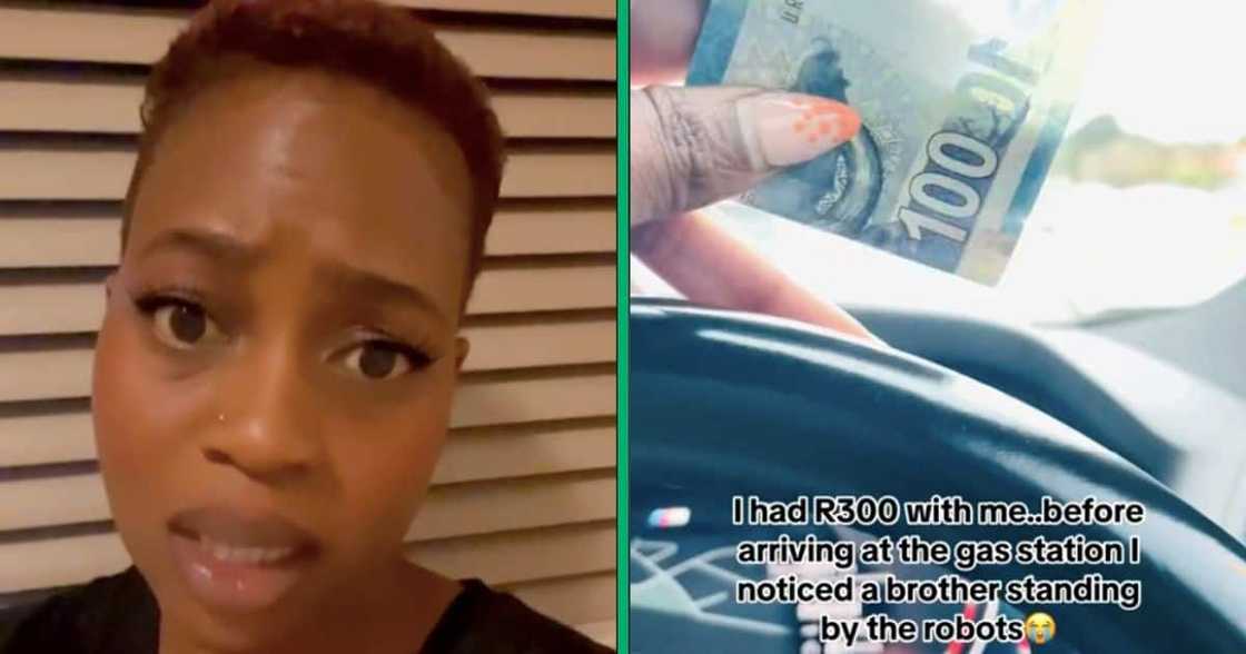 A woman gave away R100 to a homeless man A woman gave away R100 to a homeless man