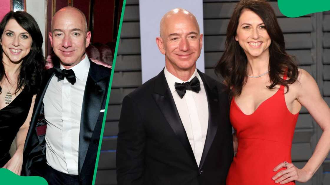 MacKenzie Scott and Jeff Bezos at the 2017 Amazon Studios Oscar Celebration (L). The couple during the 2018 Vanity Fair Oscar Party (R) MacKenzie Scott and Jeff Bezos at the 2017 Amazon Studios Oscar Celebration (L). The couple during the 2018 Vanity Fair Oscar Party (R)
