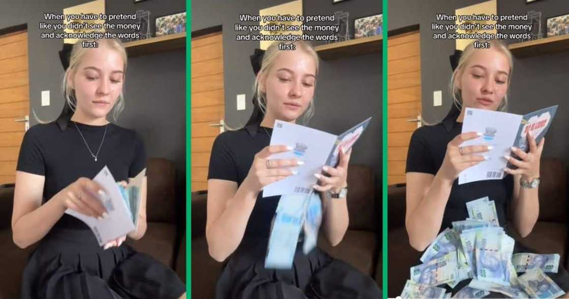 girl opens card with money inside girl opens card with money inside