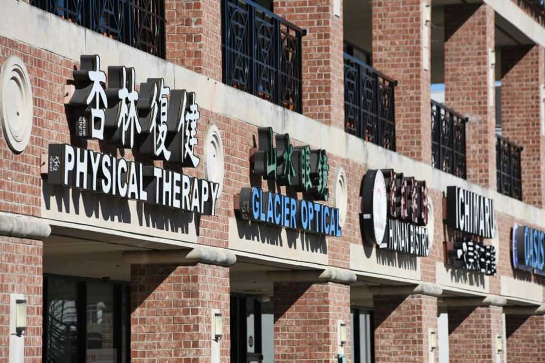 Business signs are in both Chinese and English in Houston's Chinatown, seen here on February 9, 2023 Business signs are in both Chinese and English in Houston's Chinatown, seen here on February 9, 2023