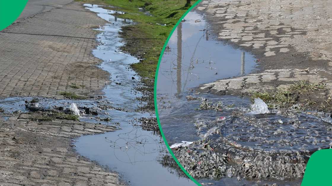 Water runs freely through the streets of Dannhauser, Northern KwaZulu-Natal.