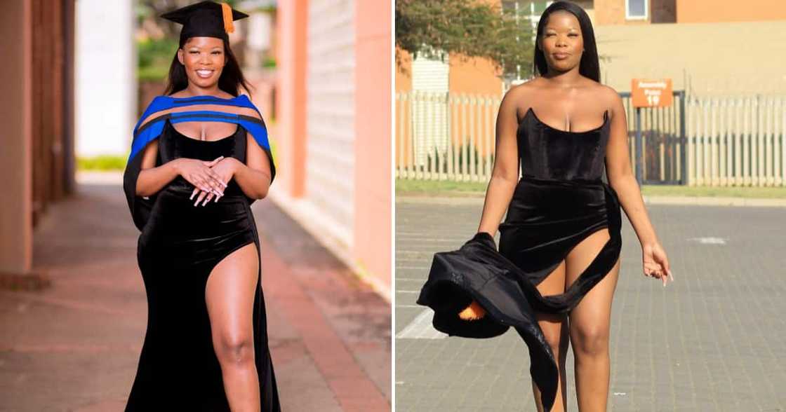 A young lady from Johannesburg is excited about her second accounting graduation A young lady from Johannesburg is excited about her second accounting graduation
