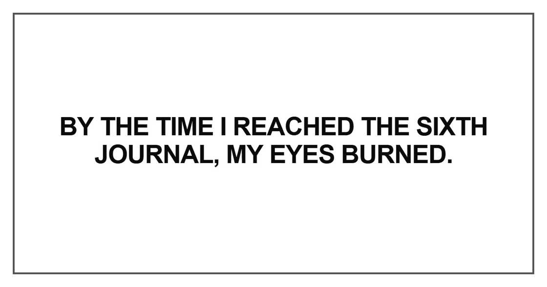 By the time I reached the sixth journal By the time I reached the sixth journal