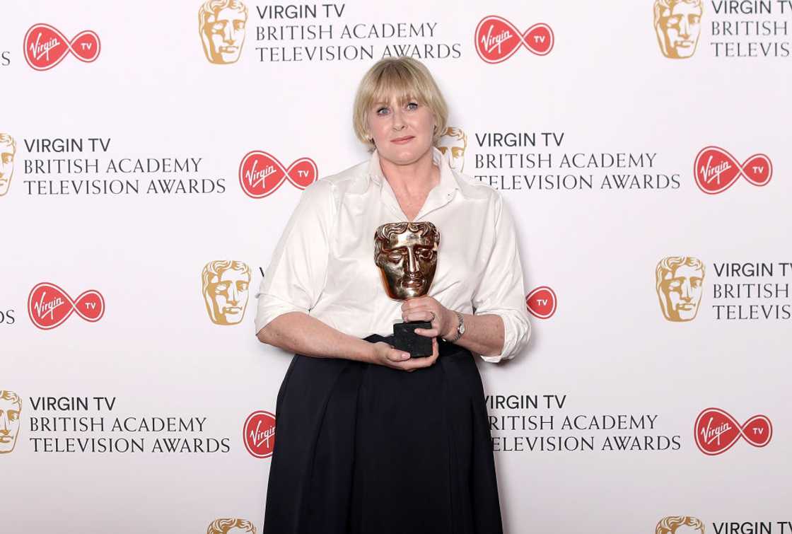 Sarah Lancashire in the Winner's Room at the Virgin TV BAFTAs, Royal Festival Hall, London