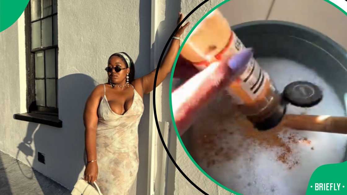 Lady cleans with cinnamon for good fortune Lady cleans with cinnamon for good fortune