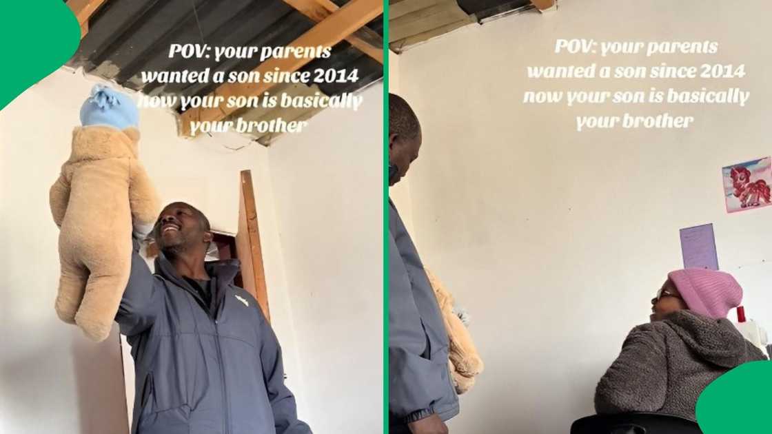 A woman showed her parents' love for her son. A woman showed her parents' love for her son.