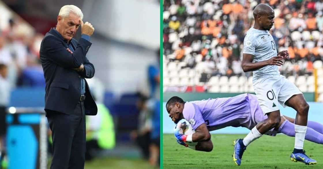 Bafana Bafana coach Hugo Broos and Bafana Bafana player Percy Tau Bafana Bafana coach Hugo Broos and Bafana Bafana player Percy Tau
