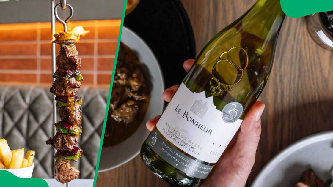 Butcher Boys' Rump Espetada (L). The restaurant's wine options (R)