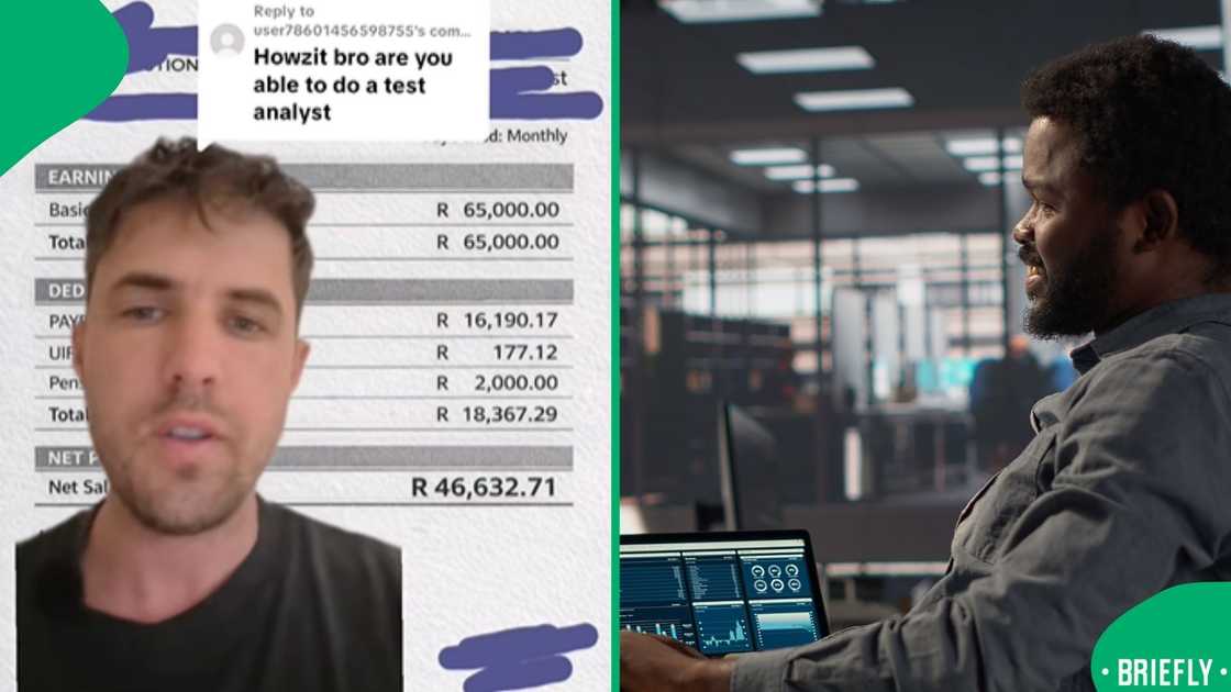 The screenshot on the left showed the salary of a tech analyst