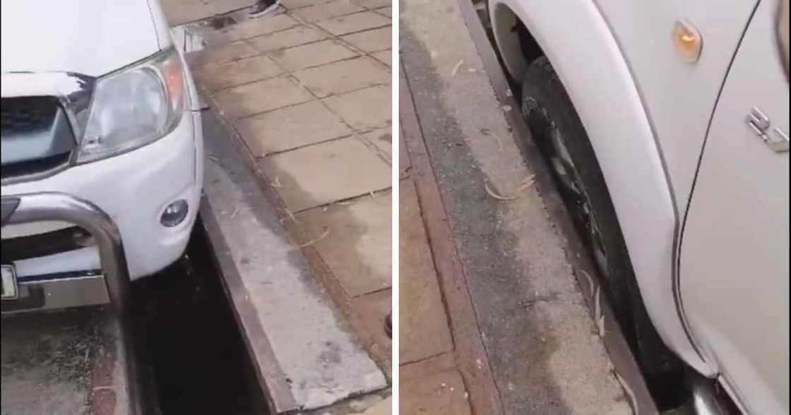 Bakkie Stuck in Gutter, Makes Mzansi Question Dysfunctional Government or Bad Driver