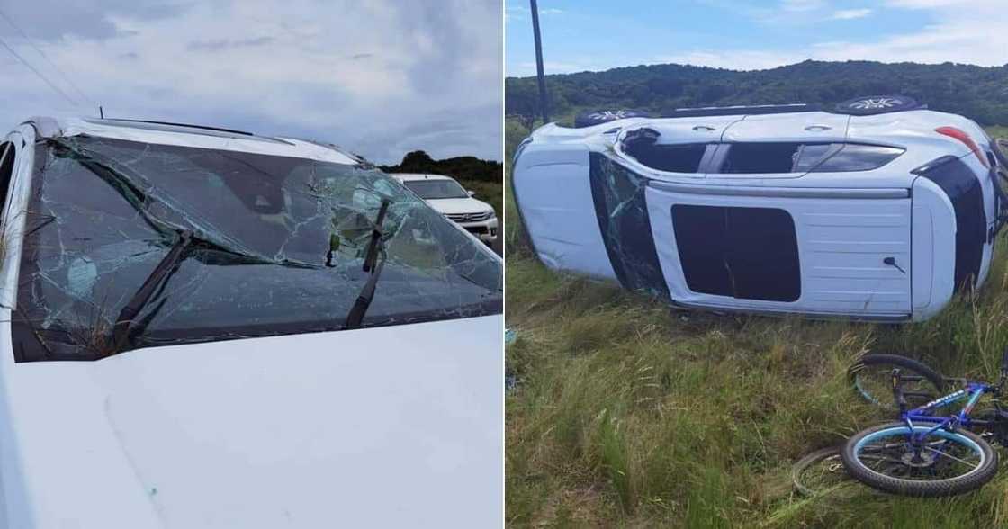 SUV, KZN, KwaZulu-Natal, elephant, accidents, overturned vehicle SUV, KZN, KwaZulu-Natal, elephant, accidents, overturned vehicle