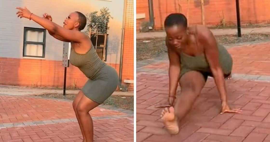 Woman flexes Zulu dance routine Woman flexes Zulu dance routine