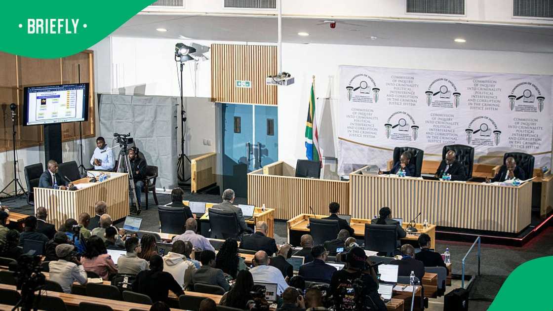KwaZulu-Natal Police Commissioner Lieutenant Nhlanhla Mkhwanazi testifies during the first day of inquiry on September 17, 2025 in Pretoria, South Africa