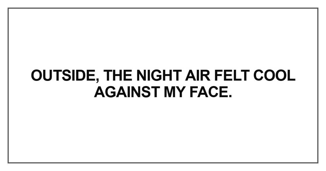 Outside, the night air felt cool against my face Outside, the night air felt cool against my face