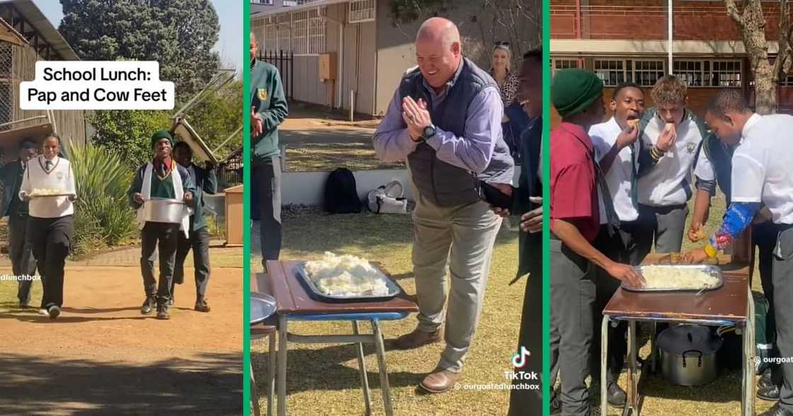 High school learners and teacher shared a lunch meal