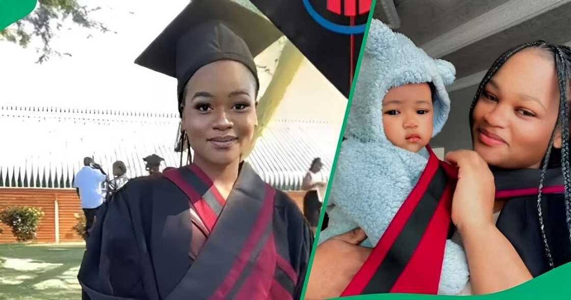 A young South African woman inspired Mzansi by earning a degree after having a baby. A young South African woman inspired Mzansi by earning a degree after having a baby.