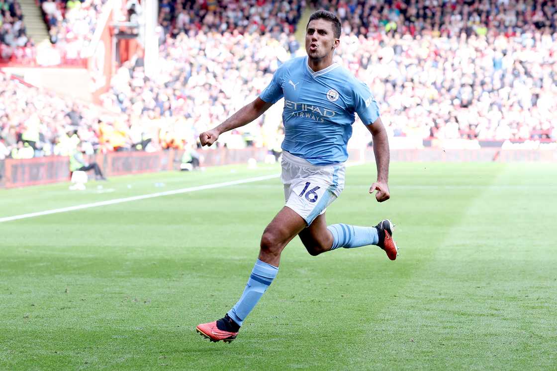 Rodri at Bramall Lane on August 27, 2023