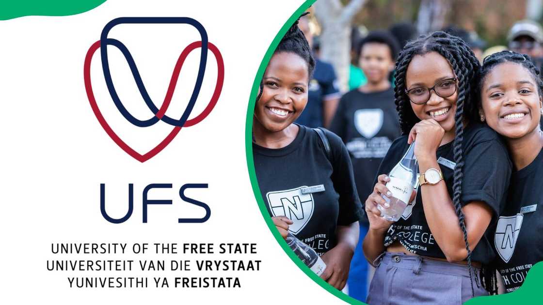 Free State University logo and students Free State University logo and students