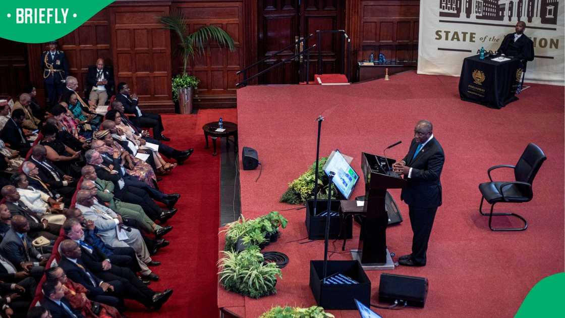 South African President Cyril Ramaphosa speaks during the State of the Nation Address on 12 February 2026 South African President Cyril Ramaphosa speaks during the State of the Nation Address on 12 February 2026