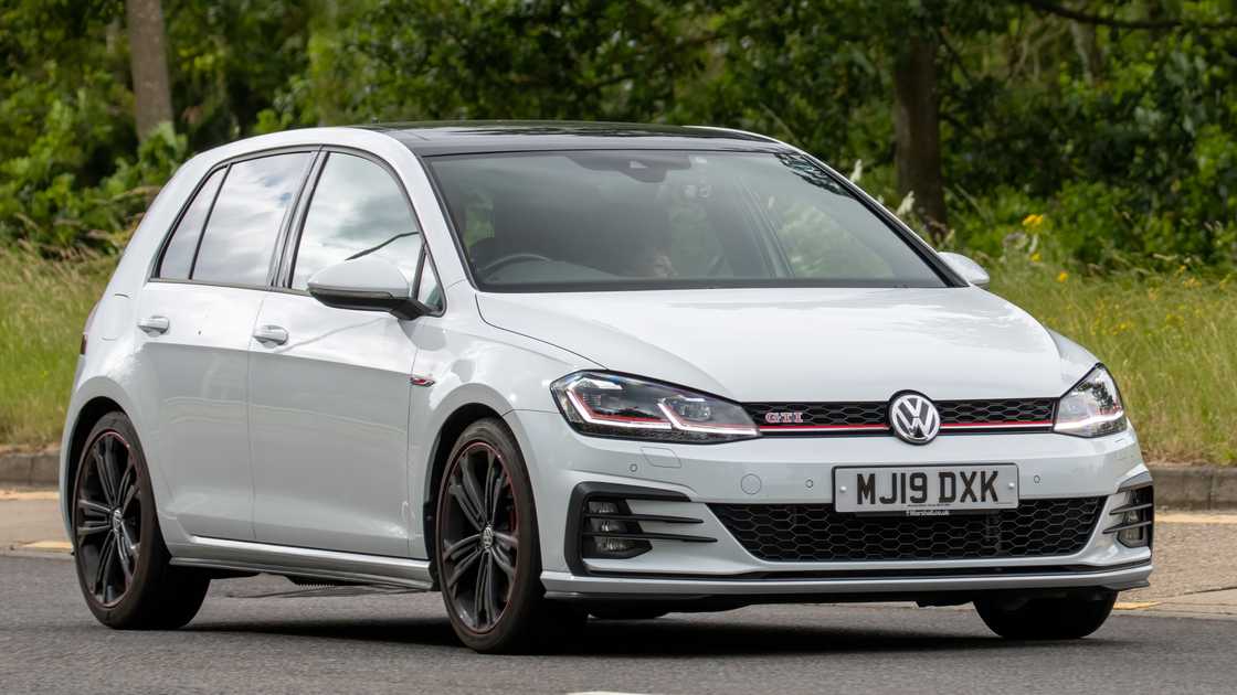 A white 2019 Volkswagen Golf GTI in Milton Keynes, UK