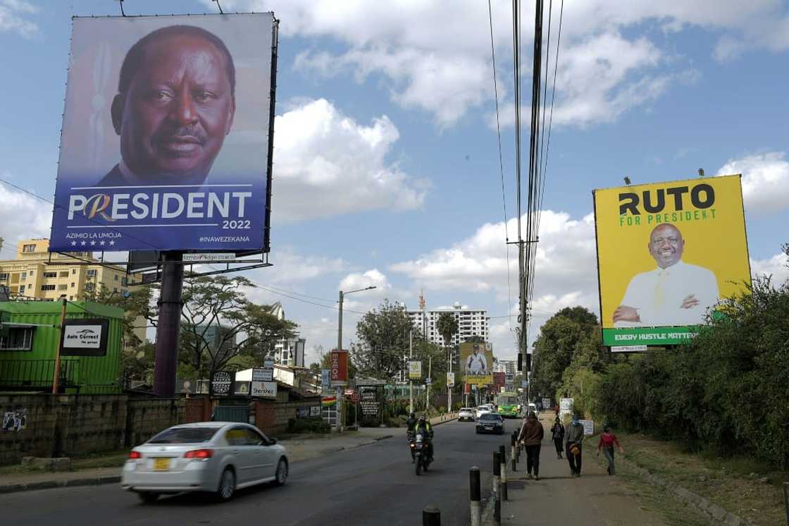 The frontrunners in the Kenyan presidential election race are Raila Odinga (left) and William Ruto The frontrunners in the Kenyan presidential election race are Raila Odinga (left) and William Ruto