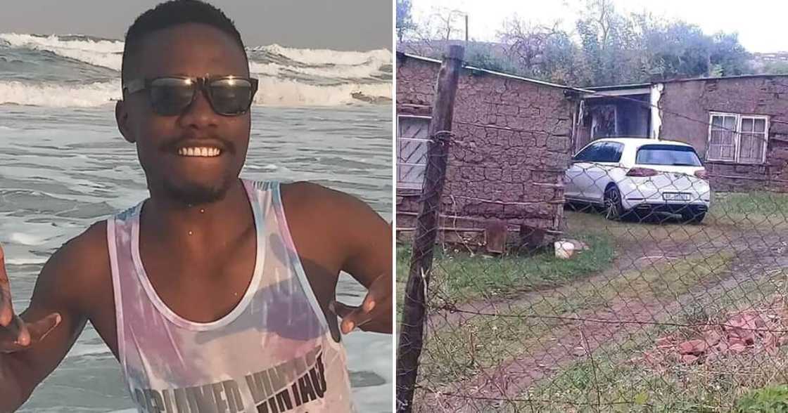 Twitter user @Emma_Tsebe and his car alongside his home Twitter user @Emma_Tsebe and his car alongside his home