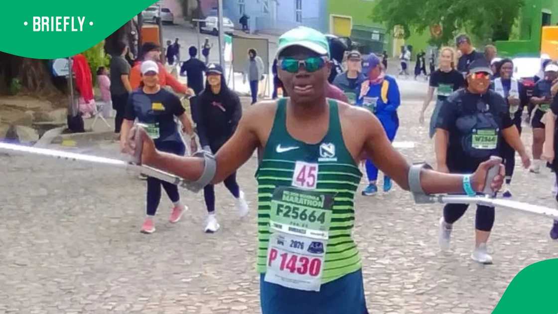 Nelson Mandela marathon runner takes part on crutches