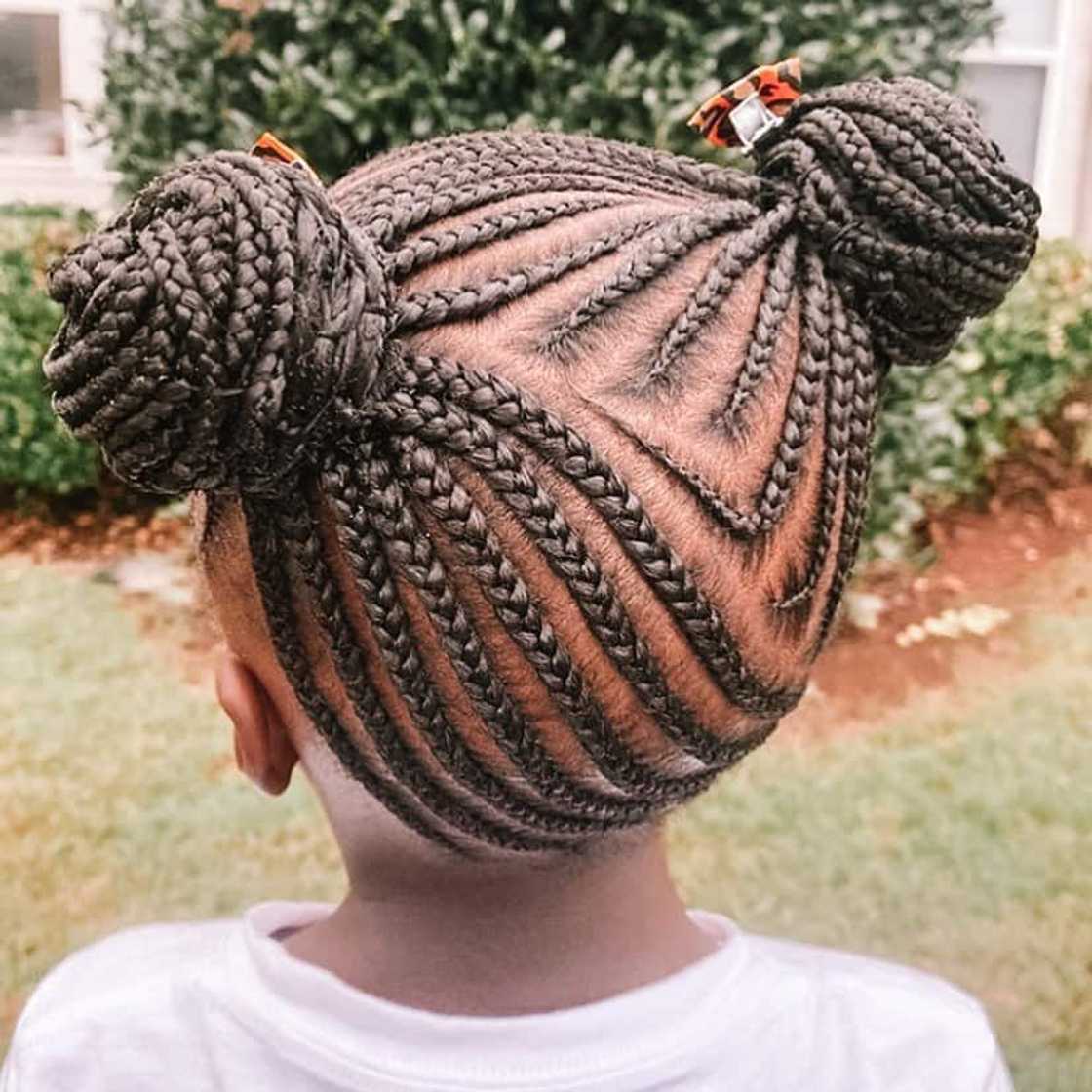 Space buns with braids