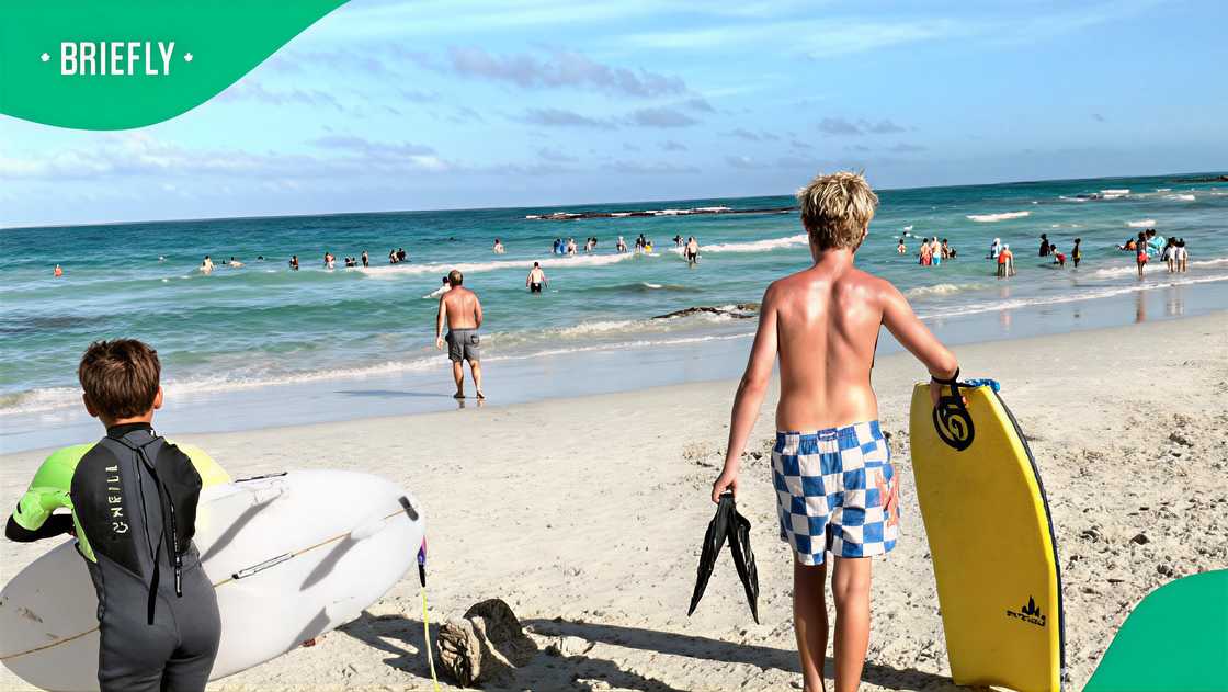 Children enjoy the beach at Kassiesbaai