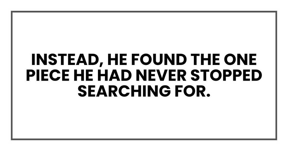 Instead, he found the one piece he had never stopped searching for. Instead, he found the one piece he had never stopped searching for.