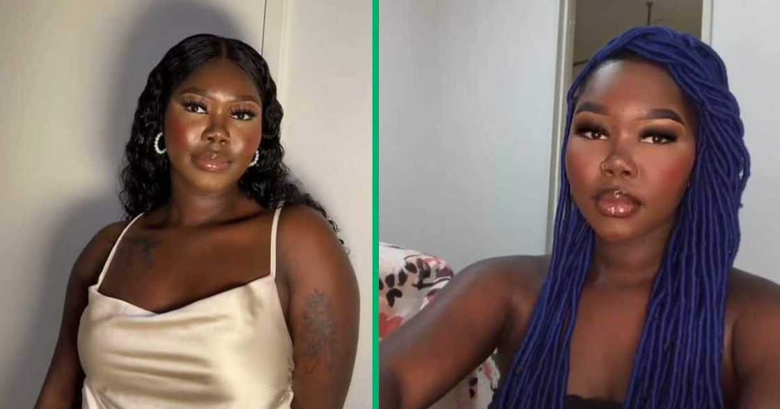 A TikTok video shows a woman speaking about her wig mishap at work. A TikTok video shows a woman speaking about her wig mishap at work.