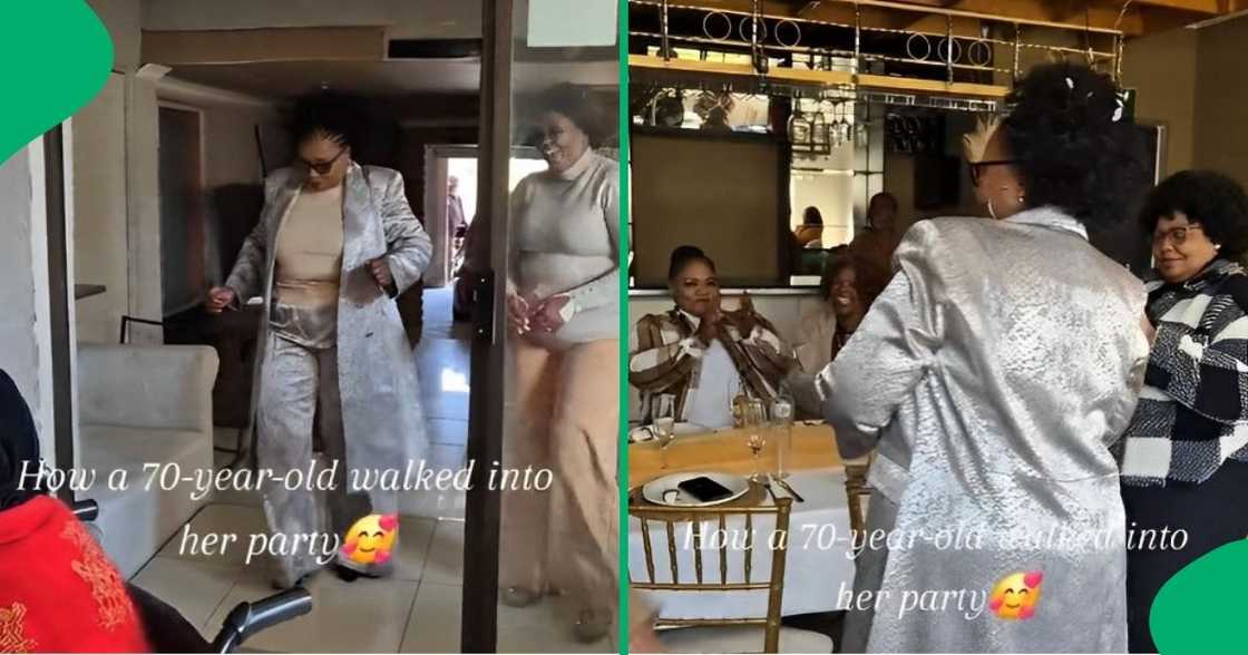 70-year-old grandmother dances at her birthday party. 70-year-old grandmother dances at her birthday party.