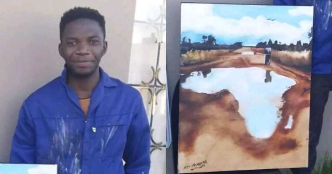 Artist, Wows, Landscape, Painting, African continent, pond Social media reactions