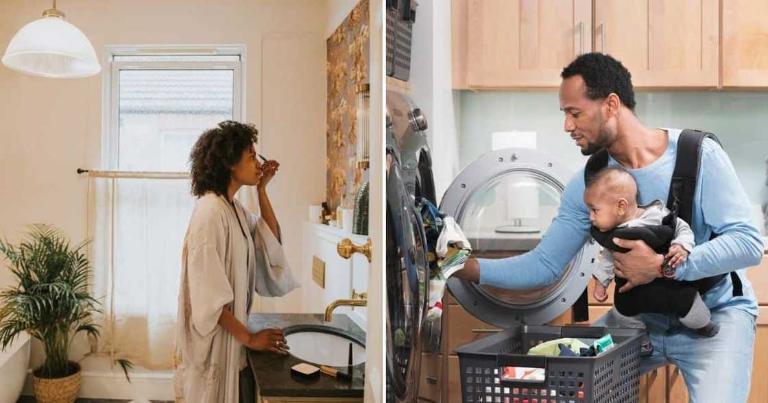 Woman shares photo of husband helping her get ready to go out Woman shares photo of husband helping her get ready to go out