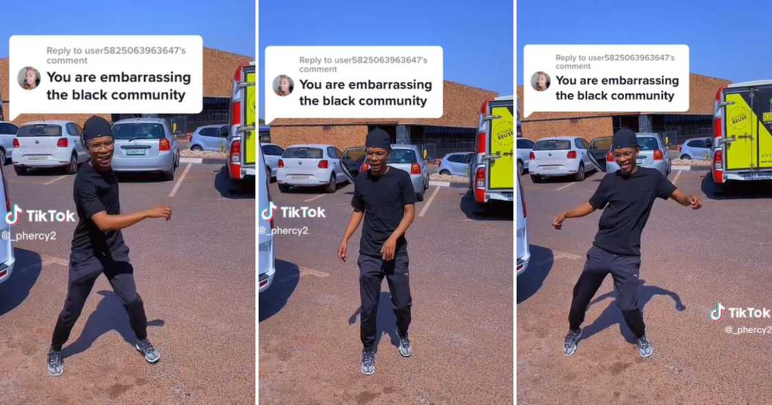 TikTok user Kaone Phercy Polelo grooved, letting the woman know that nothing is going to stop him TikTok user Kaone Phercy Polelo grooved, letting the woman know that nothing is going to stop him