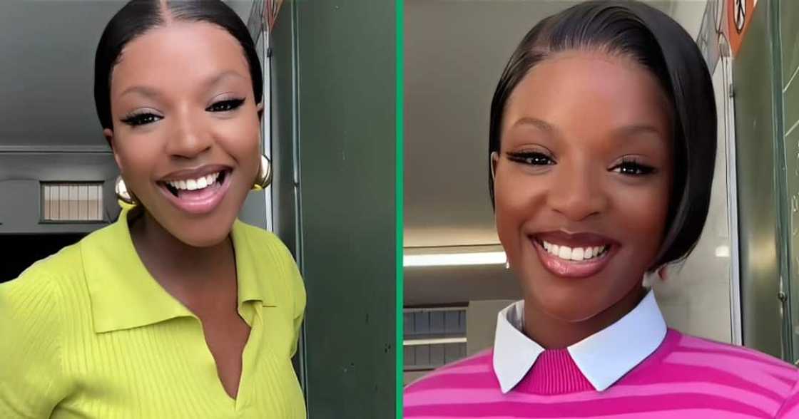 A TikTok video shows a young woman showcasing how she dresses modestly. A TikTok video shows a young woman showcasing how she dresses modestly.