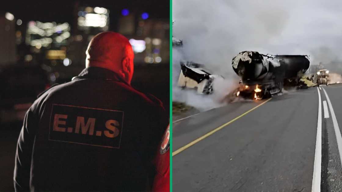 A paramedic surveying a scene. Four people were tragically killed when a truck and SUV collided. A paramedic surveying a scene. Four people were tragically killed when a truck and SUV collided.