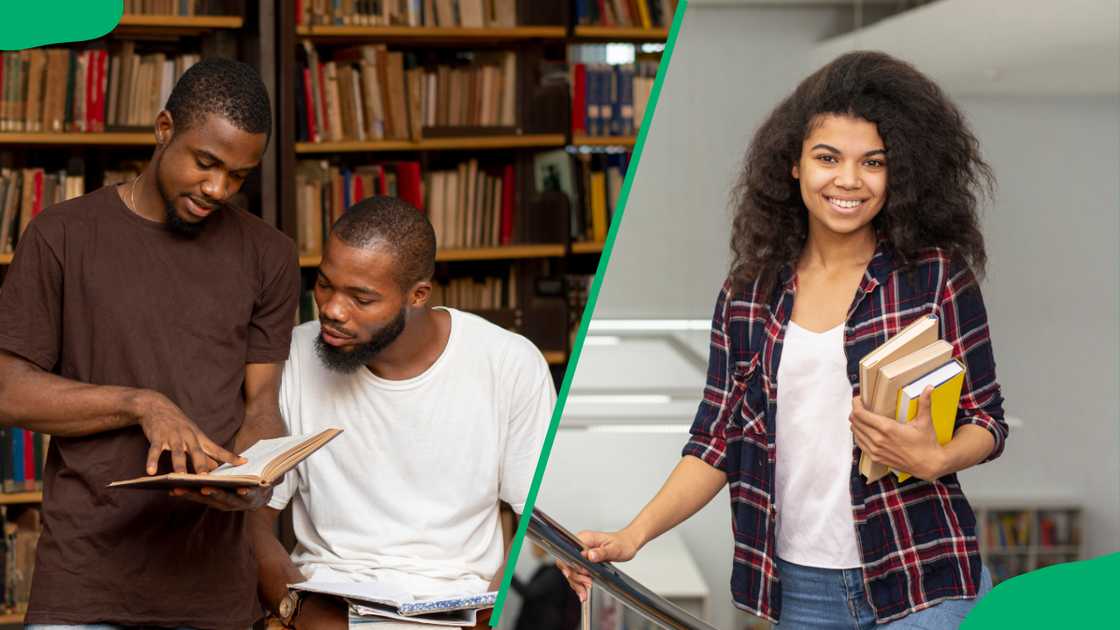 College students with books College students with books