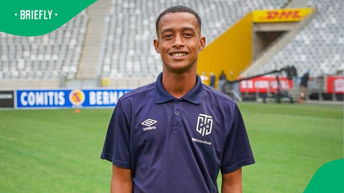 Cape Town City forward Jaedin Rhodes is a transfer target for Sundowns and Pirates. Cape Town City forward Jaedin Rhodes is a transfer target for Sundowns and Pirates.