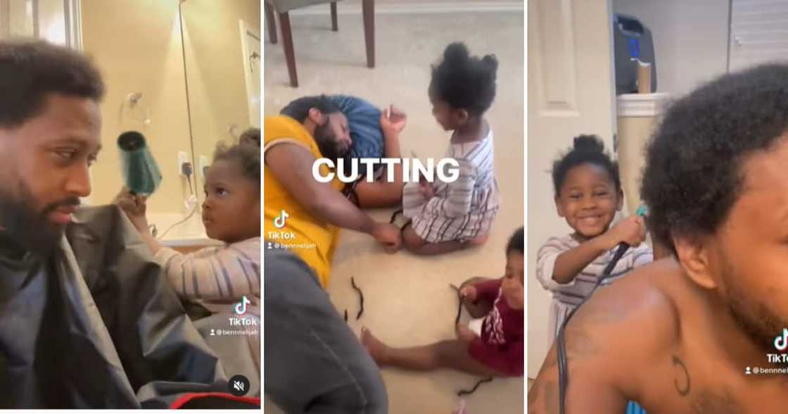 Benjamin Elijah with his daughter who cut off his dreads Benjamin Elijah with his daughter who cut off his dreads