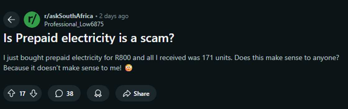One person's experience of receiving only 171 units for R800 went viral on social media and sparked a national discussion