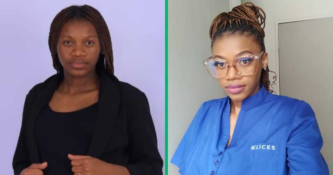 A lady who is a University of Johannesburg graduate and currently works at Clicks A lady who is a University of Johannesburg graduate and currently works at Clicks