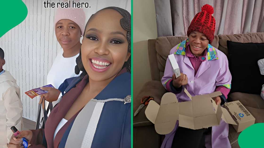 The employer gifted the domestic worker a brand new smartphone The employer gifted the domestic worker a brand new smartphone