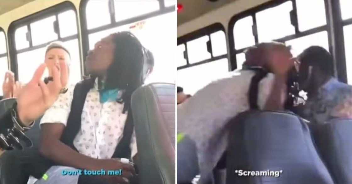 Man, Terrified Reaction, Headless Prank, Bus