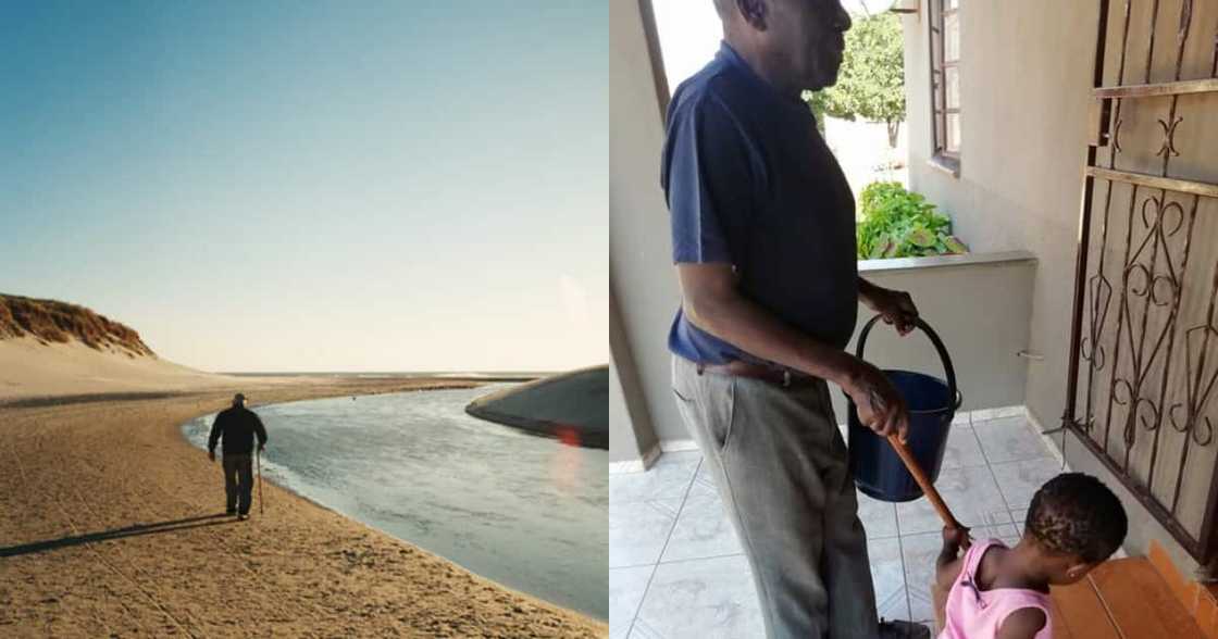 Pic of adorable toddler helping her blind grandpa walk goes viral Pic of adorable toddler helping her blind grandpa walk goes viral