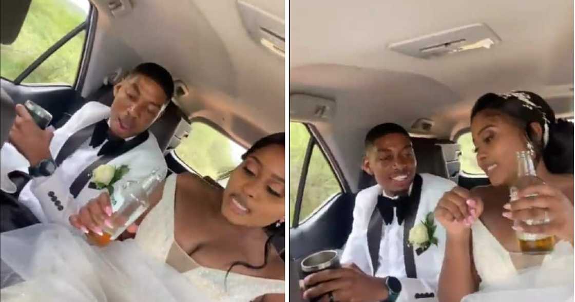 A couple that got married had the time of their lives in a car. A couple that got married had the time of their lives in a car.