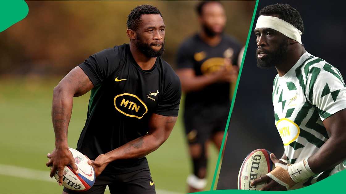 Siya Kolisi attended the PSL match between Mamelodi Sundowns and Orlando Pirates. Siya Kolisi attended the PSL match between Mamelodi Sundowns and Orlando Pirates.