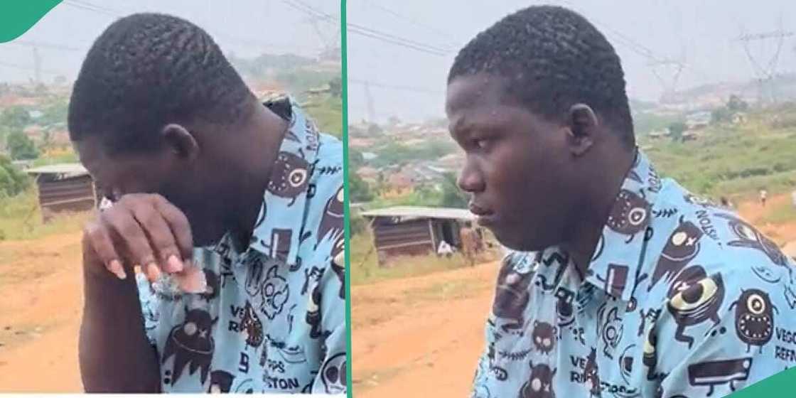 Man laments his inability to pay rent. Man laments his inability to pay rent.