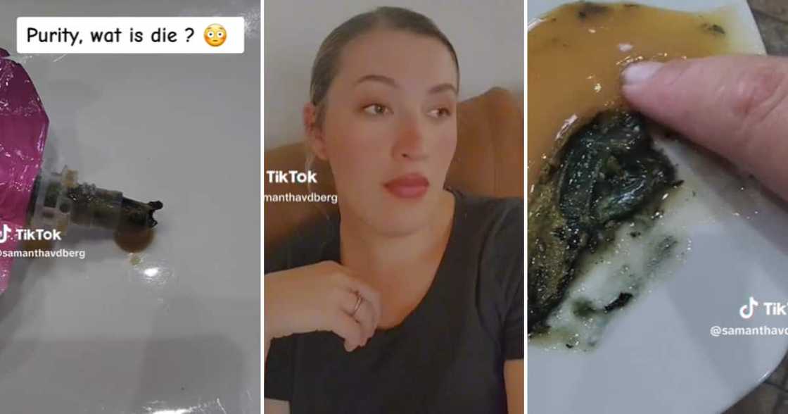 TikTok user @samanthavdberg shared a video showing the gross stuff she found in a pouch TikTok user @samanthavdberg shared a video showing the gross stuff she found in a pouch